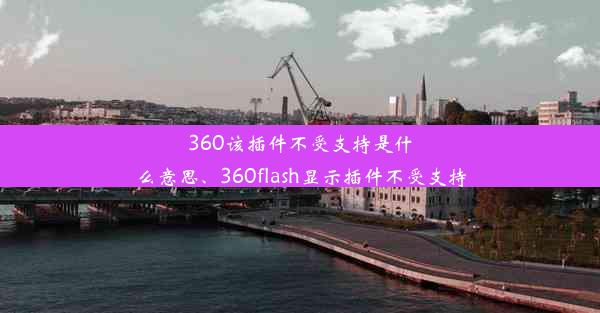 360该插件不受支持是什么意思、360flash显示插件不受支持