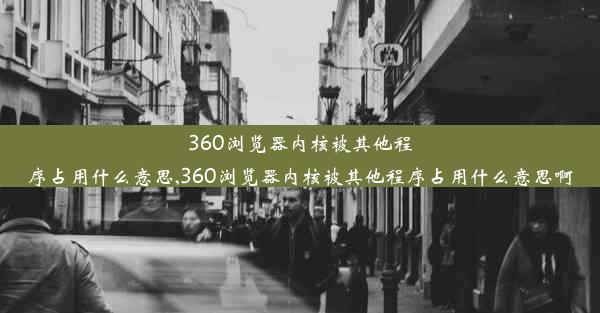 360浏览器内核被其他程序占用什么意思,360浏览器内核被其他程序占用什么意思啊