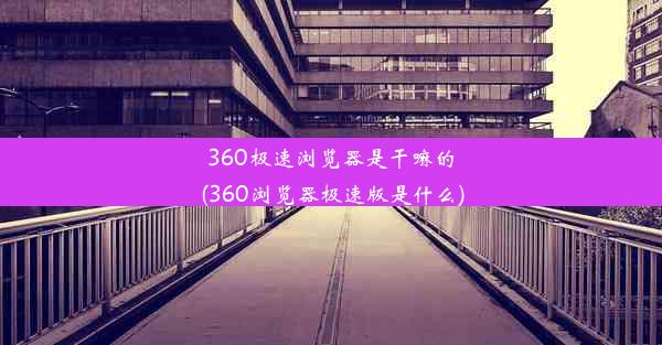 360极速浏览器是干嘛的(360浏览器极速版是什么)