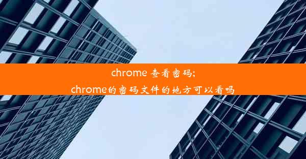 chrome 查看密码;chrome的密码文件的地方可以看吗