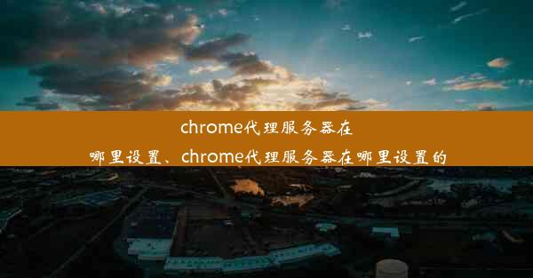 chrome代理服务器在哪里设置、chrome代理服务器在哪里设置的