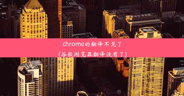 chrome的翻译不见了(谷歌浏览器翻译没有了)