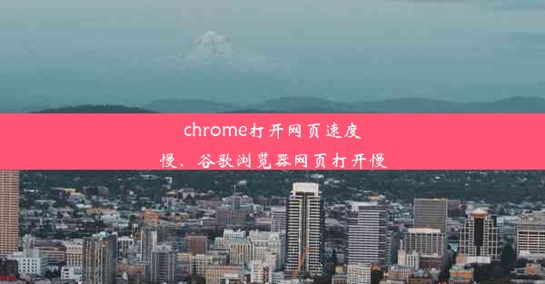 chrome打开网页速度慢、谷歌浏览器网页打开慢