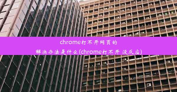 chrome打不开网页的解决办法是什么(chrome打不开 没反应)