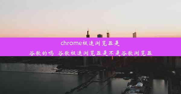 chrome极速浏览器是谷歌的吗_谷歌极速浏览器是不是谷歌浏览器