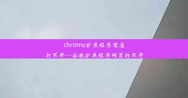 chrome扩展程序商店打不开—谷歌扩展程序网页打不开