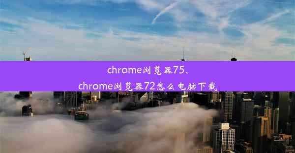 chrome浏览器75、chrome浏览器72怎么电脑下载