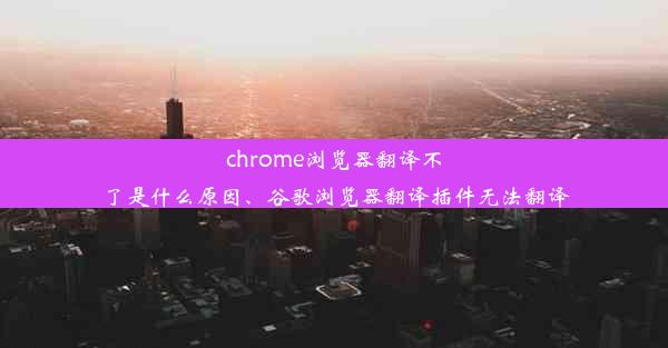 chrome浏览器翻译不了是什么原因、谷歌浏览器翻译插件无法翻译