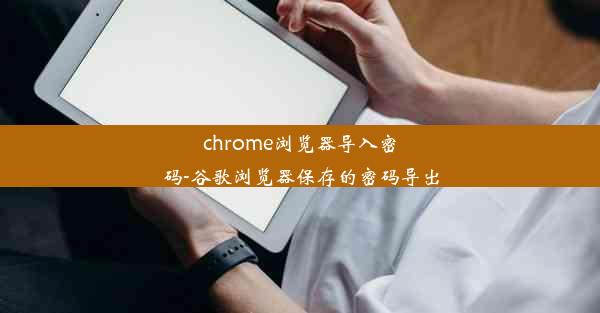 chrome浏览器导入密码-谷歌浏览器保存的密码导出