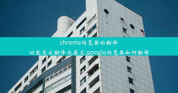 chrome浏览器的翻译功能怎么翻译成英文;google浏览器如何翻译