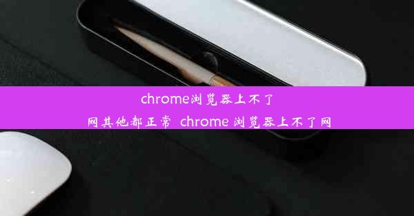 chrome浏览器上不了网其他都正常_chrome 浏览器上不了网