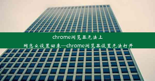 chrome浏览器无法上网怎么设置回来—chrome浏览器设置无法打开