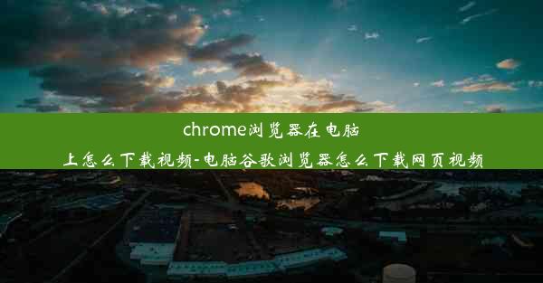 chrome浏览器在电脑上怎么下载视频-电脑谷歌浏览器怎么下载网页视频