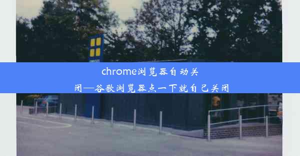 chrome浏览器自动关闭—谷歌浏览器点一下就自己关闭