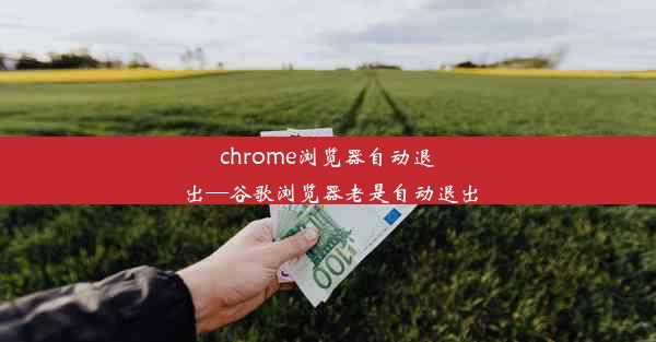 chrome浏览器自动退出—谷歌浏览器老是自动退出