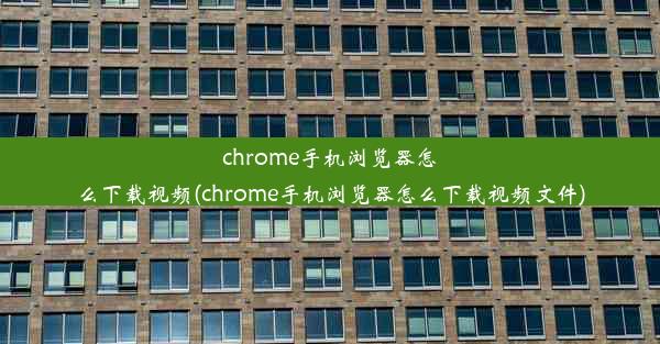 chrome手机浏览器怎么下载视频(chrome手机浏览器怎么下载视频文件)