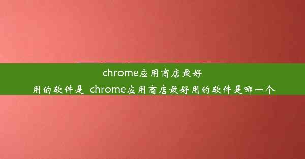 chrome应用商店最好用的软件是_chrome应用商店最好用的软件是哪一个