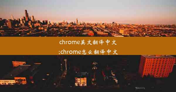 chrome英文翻译中文;chrome怎么翻译中文