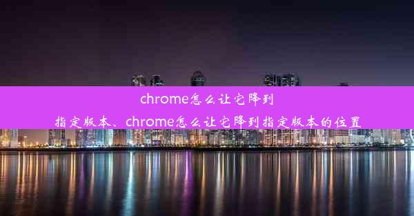 chrome怎么让它降到指定版本、chrome怎么让它降到指定版本的位置