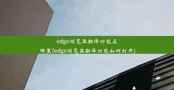 edge浏览器翻译功能在哪里(edge浏览器翻译功能如何打开)