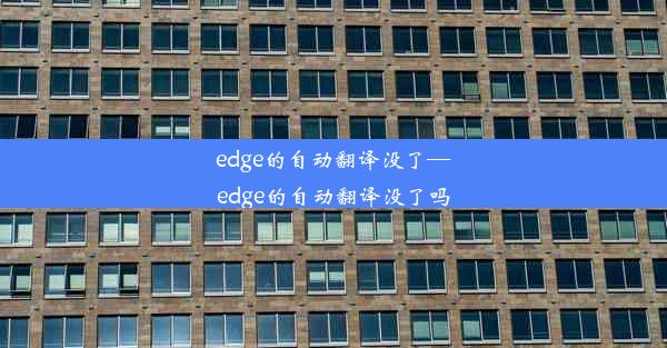 edge的自动翻译没了—edge的自动翻译没了吗