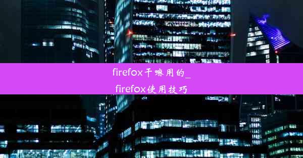 firefox干嘛用的_firefox使用技巧