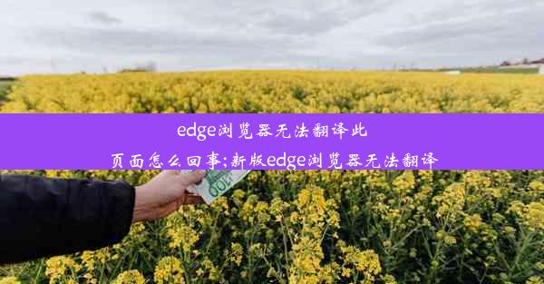 edge浏览器无法翻译此页面怎么回事;新版edge浏览器无法翻译