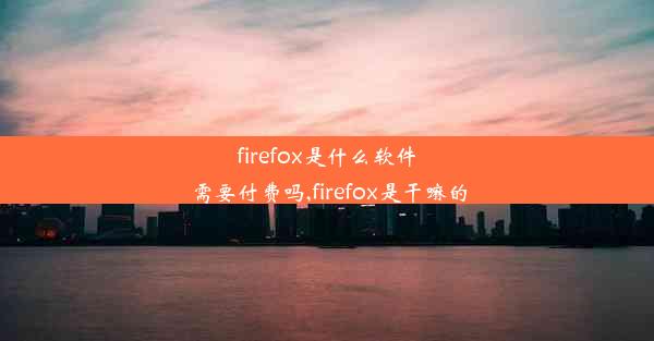 firefox是什么软件 需要付费吗,firefox是干嘛的