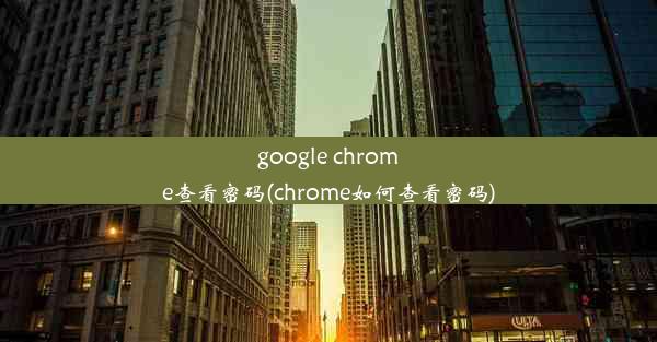 google chrome查看密码(chrome如何查看密码)