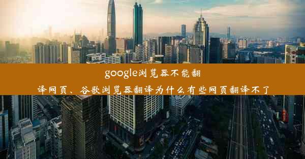 google浏览器不能翻译网页、谷歌浏览器翻译为什么有些网页翻译不了