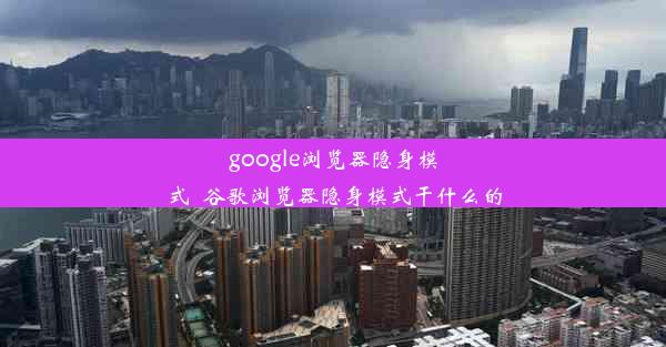 google浏览器隐身模式_谷歌浏览器隐身模式干什么的