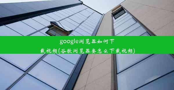 google浏览器如何下载视频(谷歌浏览器要怎么下载视频)