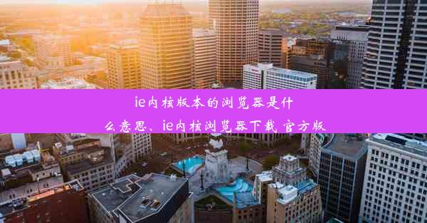 ie内核版本的浏览器是什么意思、ie内核浏览器下载 官方版