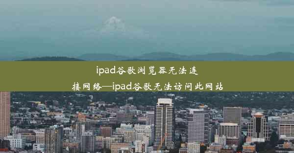 ipad谷歌浏览器无法连接网络—ipad谷歌无法访问此网站