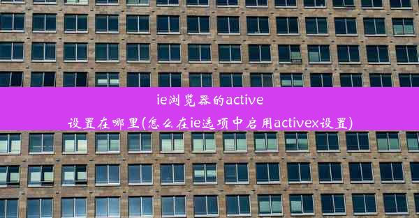 ie浏览器的active设置在哪里(怎么在ie选项中启用activex设置)