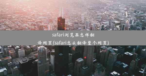 safari浏览器怎样翻译网页(safari怎么翻译整个网页)