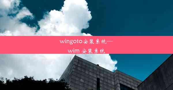 wingoto安装系统—wim 安装系统