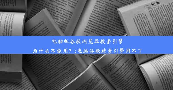 电脑版谷歌浏览器搜索引擎为什么不能用？;电脑谷歌搜索引擎用不了