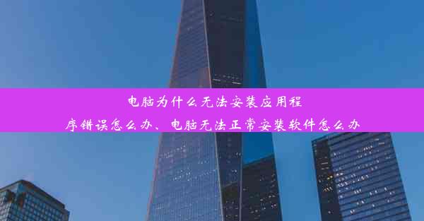 电脑为什么无法安装应用程序错误怎么办、电脑无法正常安装软件怎么办