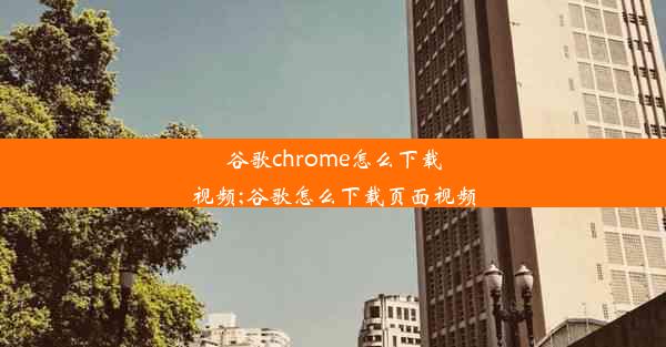 谷歌chrome怎么下载视频;谷歌怎么下载页面视频