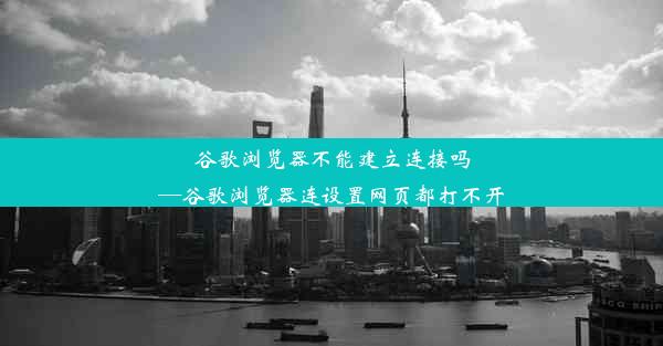 谷歌浏览器不能建立连接吗—谷歌浏览器连设置网页都打不开