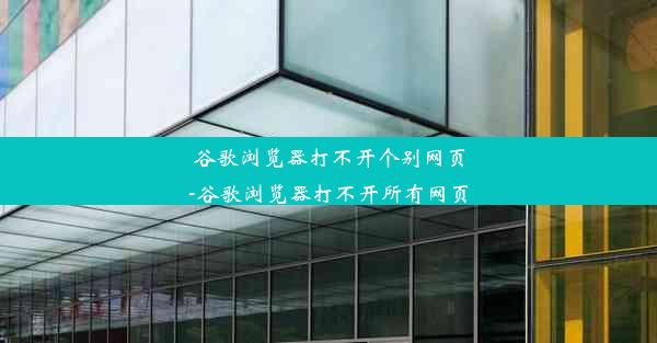 谷歌浏览器打不开个别网页-谷歌浏览器打不开所有网页