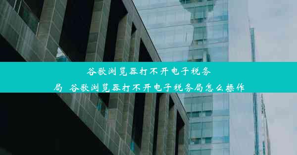 谷歌浏览器打不开电子税务局_谷歌浏览器打不开电子税务局怎么操作