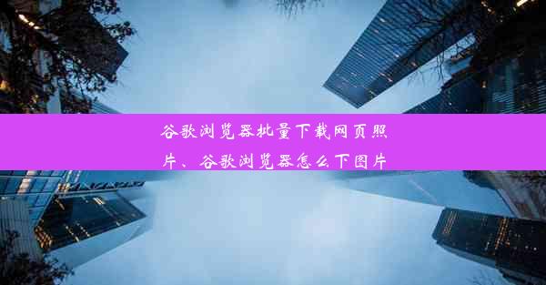 谷歌浏览器批量下载网页照片、谷歌浏览器怎么下图片