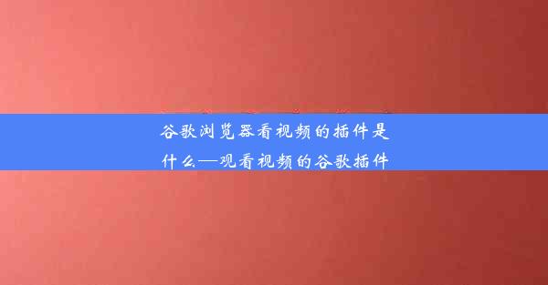 谷歌浏览器看视频的插件是什么—观看视频的谷歌插件