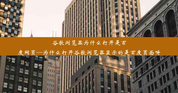 谷歌浏览器为什么打开是百度网页—为什么打开谷歌浏览器显示的是百度页面呀