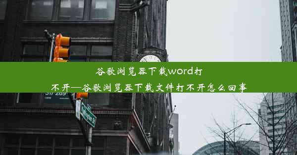 谷歌浏览器下载word打不开—谷歌浏览器下载文件打不开怎么回事