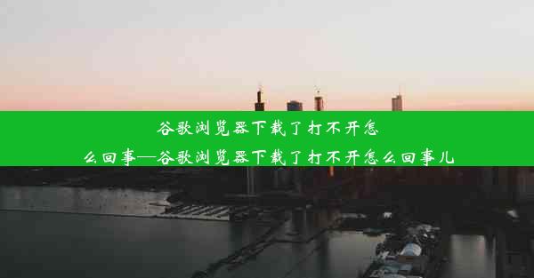 谷歌浏览器下载了打不开怎么回事—谷歌浏览器下载了打不开怎么回事儿