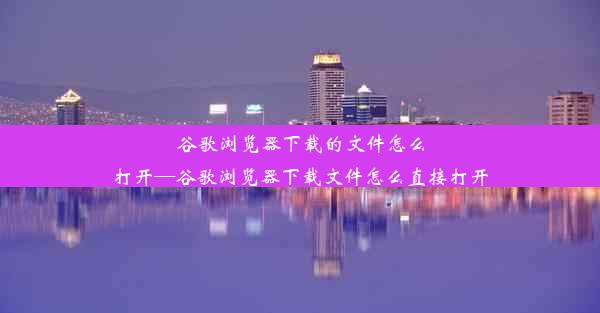 谷歌浏览器下载的文件怎么打开—谷歌浏览器下载文件怎么直接打开