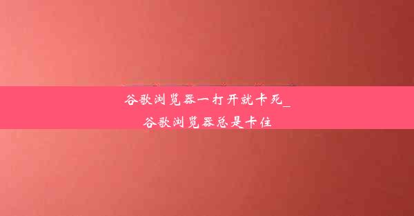 谷歌浏览器一打开就卡死_谷歌浏览器总是卡住